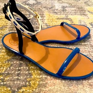 Tory Burch Blue and Black Sandals